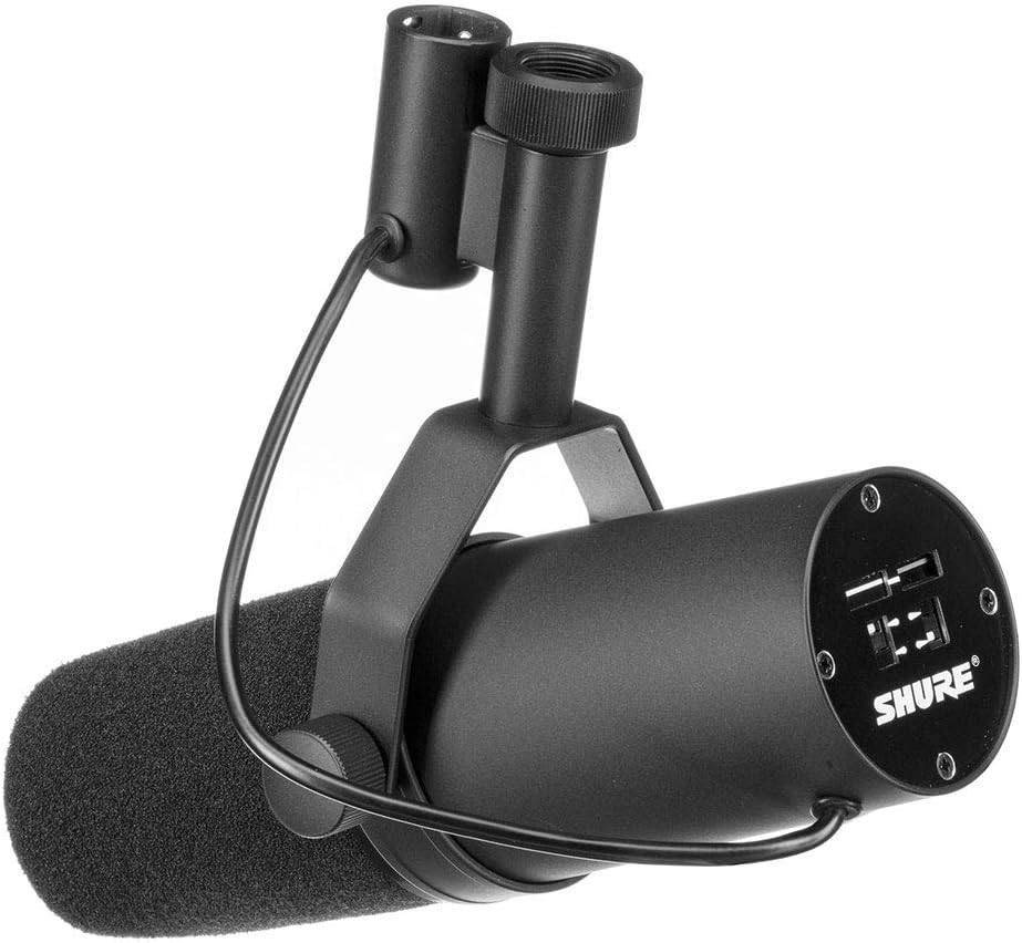 Shure SM7B Cardioid Dynamic Vocal Microphone with Two-Section Broadcast Arm, XLR Cable & 10-Pack Straps Bundle
