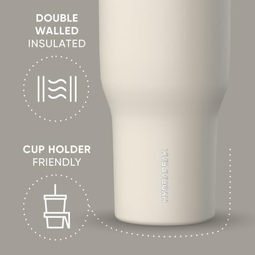 Hydrapeak Nomad 24 oz Tumbler with Handle and Straw Lid, Leakproof, Double Insulated, 24oz Cup Stainless Steel (Blush)