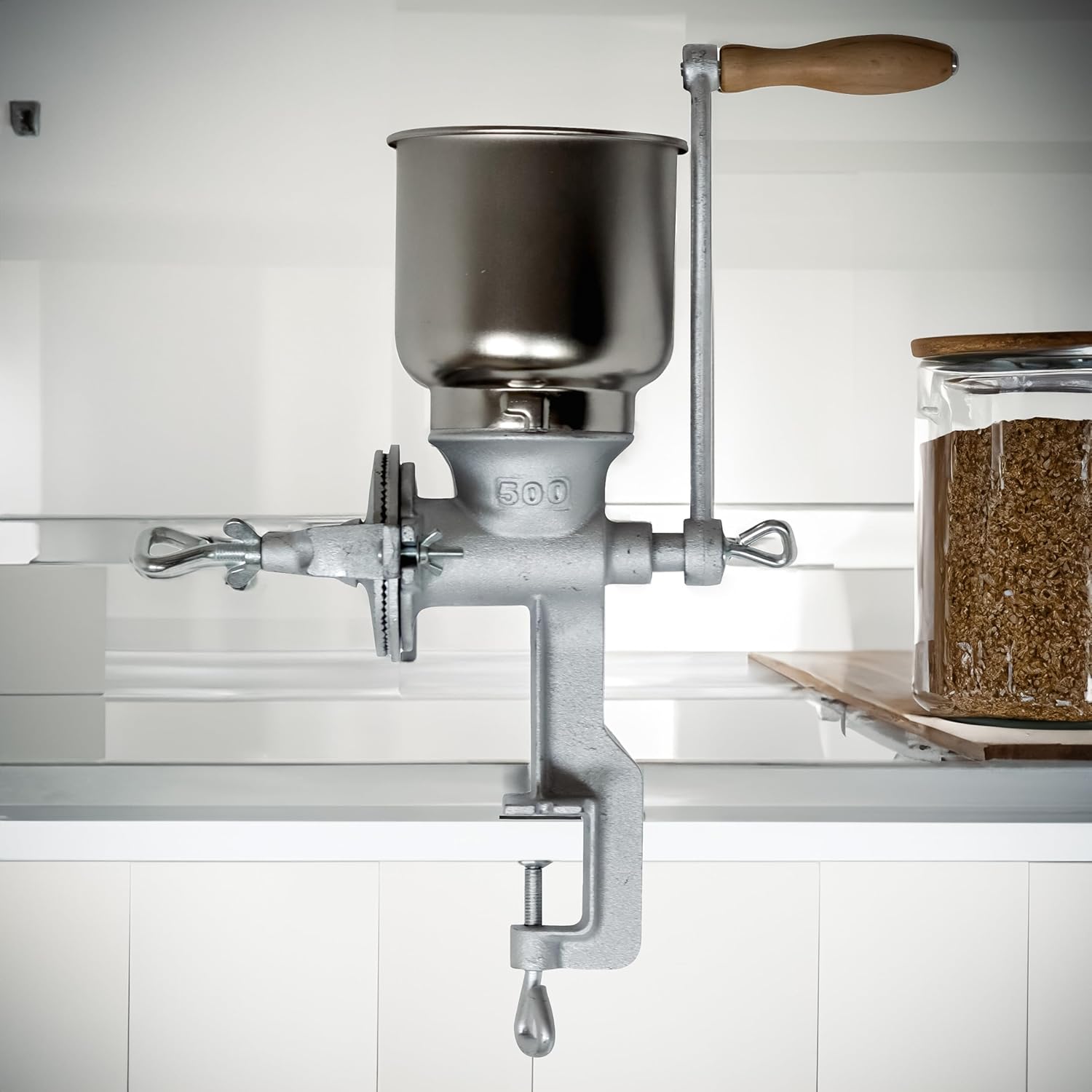 Trademark Innovations Cast Iron Grain Mill Grinder, Food Grinder, Food Mill Hand Crank, Manual Mill