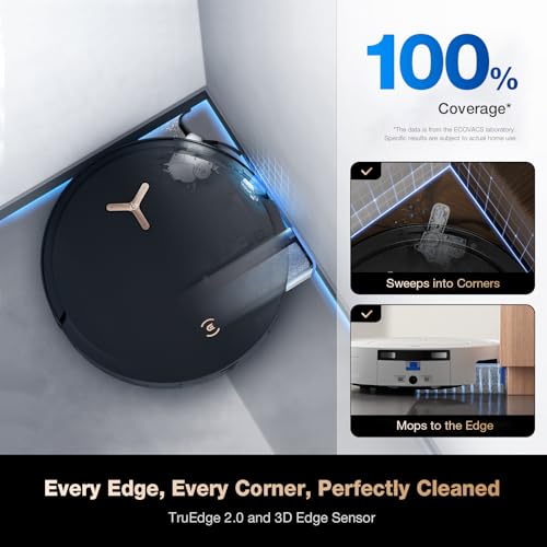 ECOVACS DEEBOT T50 MAX PRO Omni Robot Vacuum and Mop, 18,500Pa Suction, 18mm Auto-Lift, ZeroTangle &TruEdge 2.0, AIVI 3.0 Obstacle Avoidance, Auto Hot Water Mop Wash/Dry/Refill, Self-Emptying