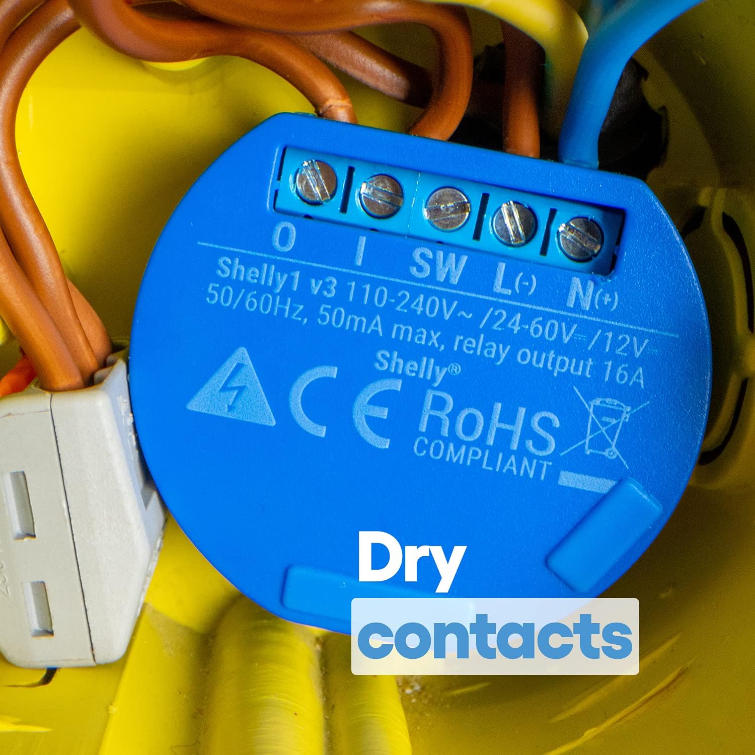 SHELLY 1 One Relay Switch Wireless WiFi Home Automation iOS Android Application - 4 Pack NON UL