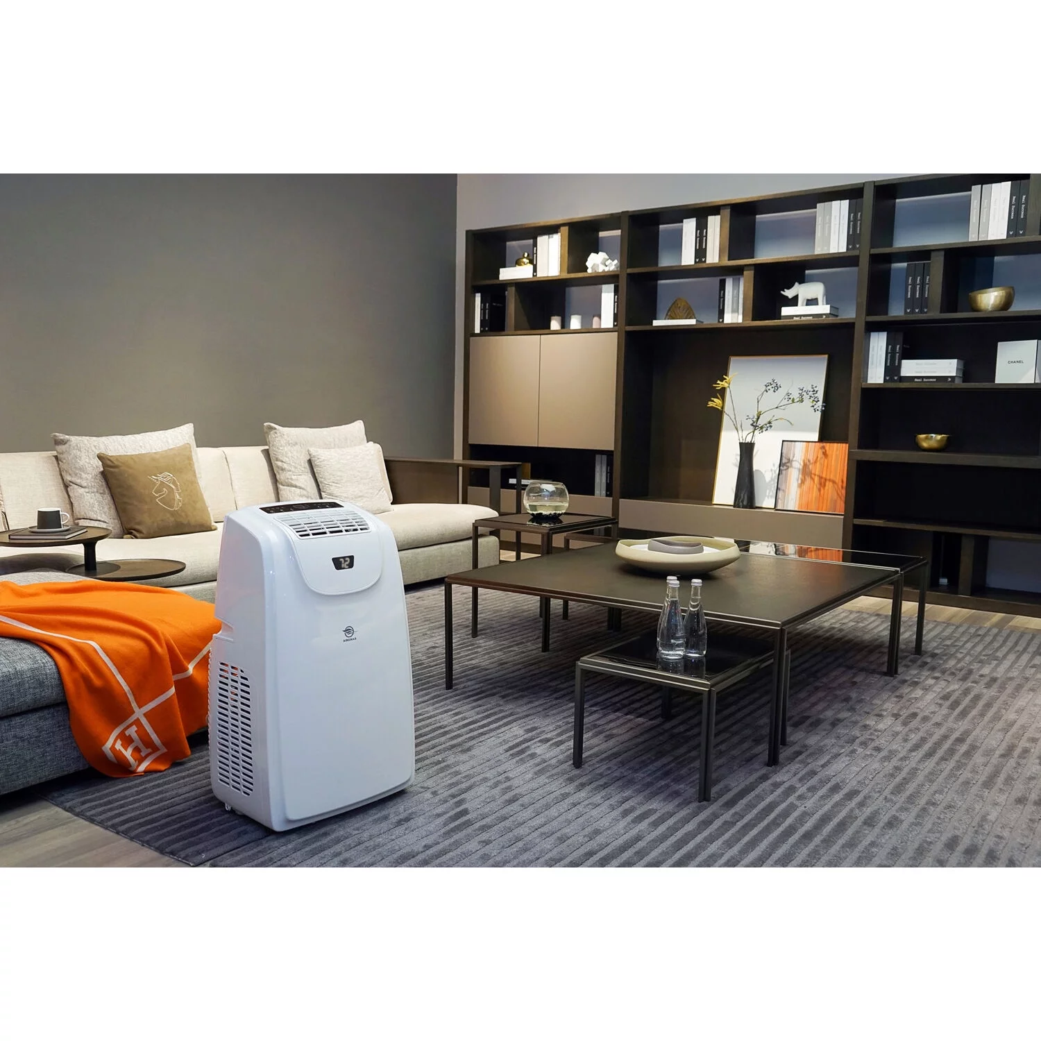 AireMax Portable Air Conditioner with Remote Control | AC for Rooms up to 500 Sq.Ft. | 24H Timer | Auto Restart | Wheels | LED Display | Dehumidifer | White | APE514C