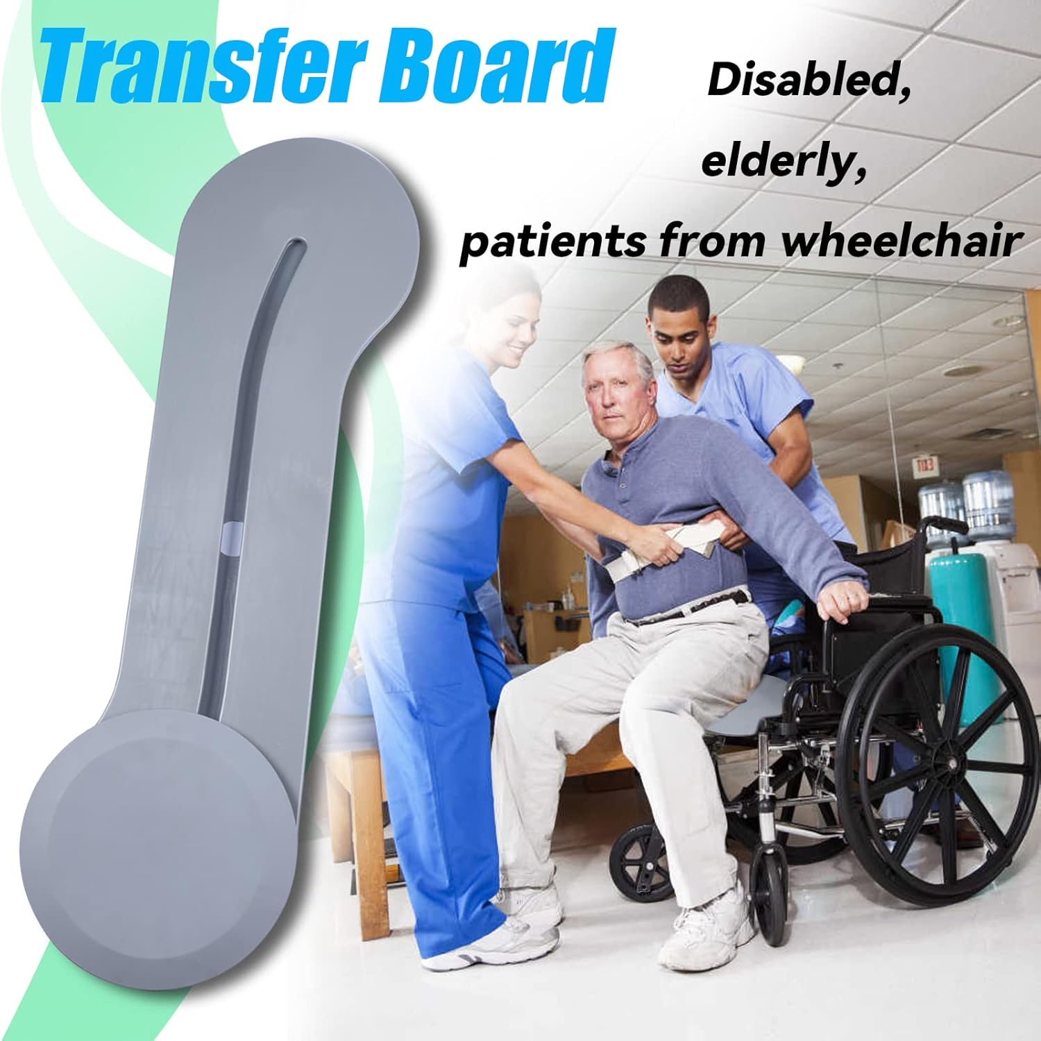 Sliding Board to Wheelchair Transfer, Transfer Board for Wheelchair User, Sliding Disk for Transfer Wheelchair, Slide Board, (No-Lift Transfer System for Disabled, Patient, Gray)