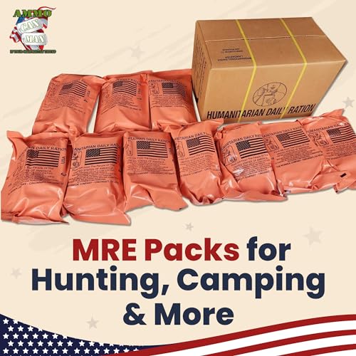 Humanitarian Daily Ration MRE Case – 5 US FEMA Emergency rations MRE Varieties - Low Sodium Pre cooked w/Entree, Side Dishes for Hunting, Camping & More, 10 pack, Inspection Date 1/2024 or Better.