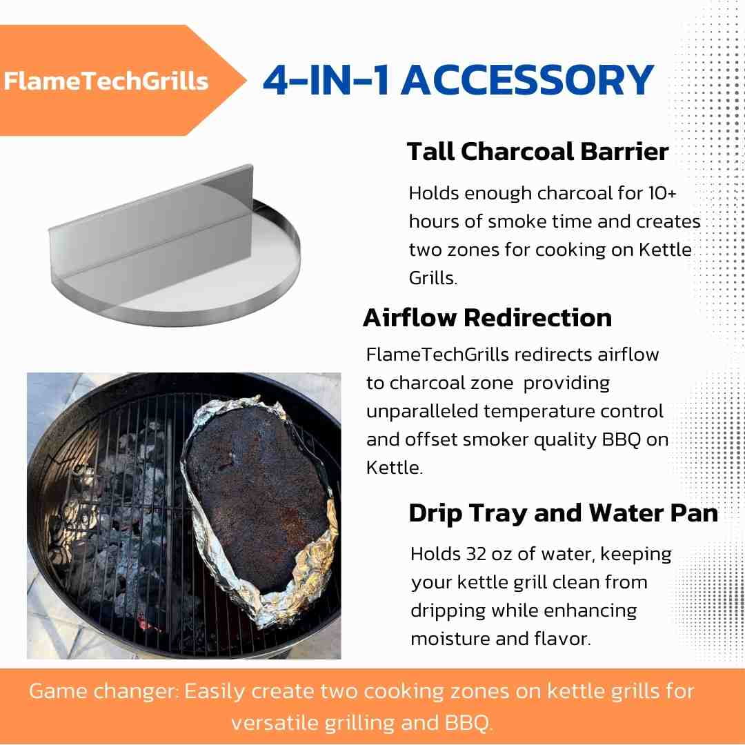 FlameTechGrills Charcoal Basket and Drip Tray for Weber Kettle 22