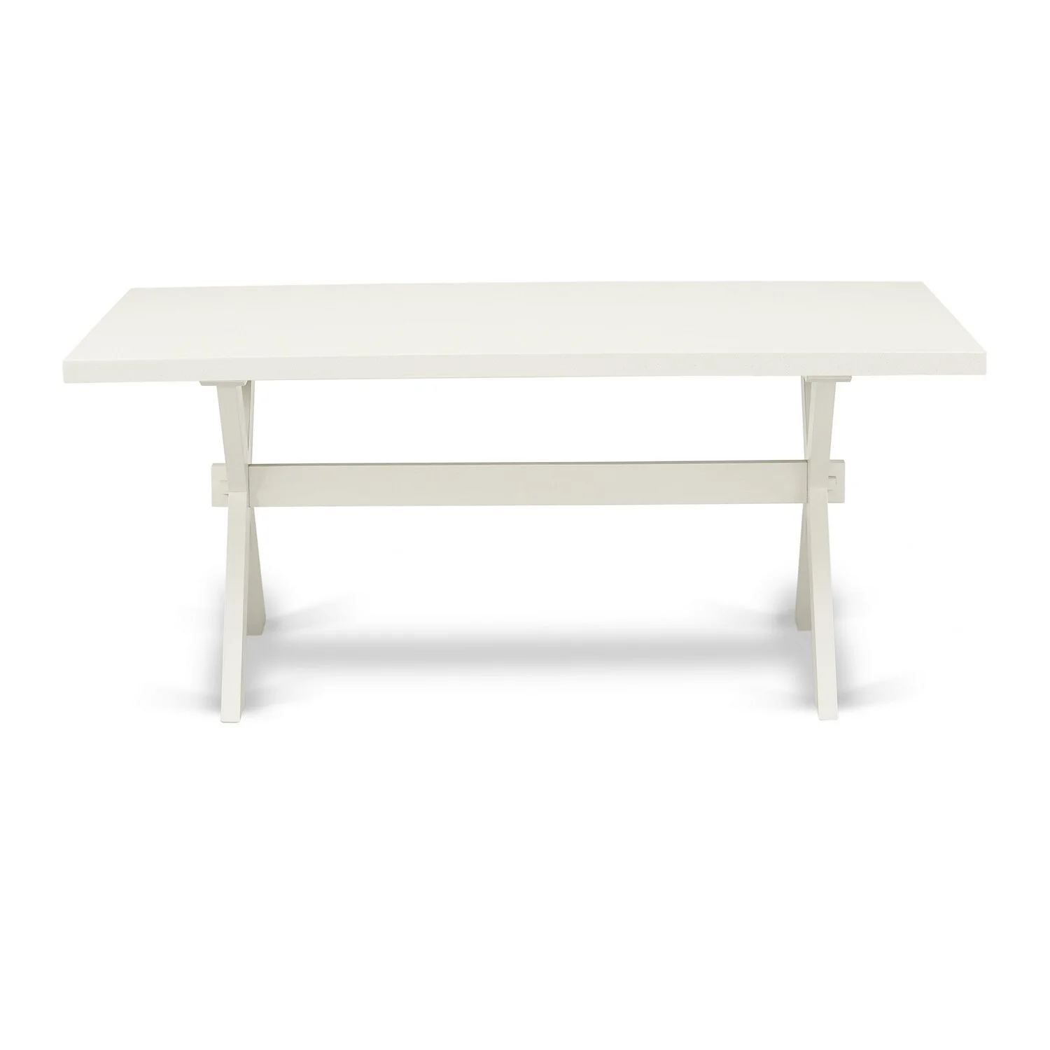 East West Furniture X-Style 9-piece Wood Dining Set in Linen White/Cement