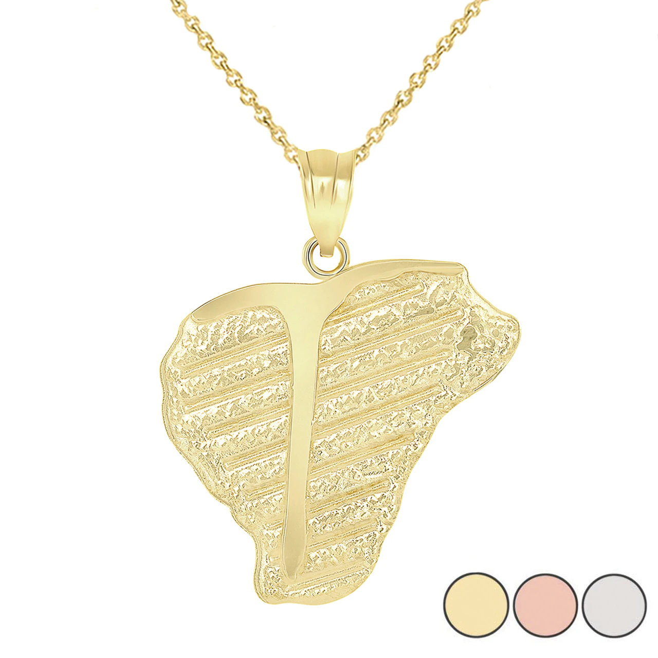 T-BONE STEAK PENDANT NECKLACE IN GOLD (YELLOW/ ROSE/WHITE)