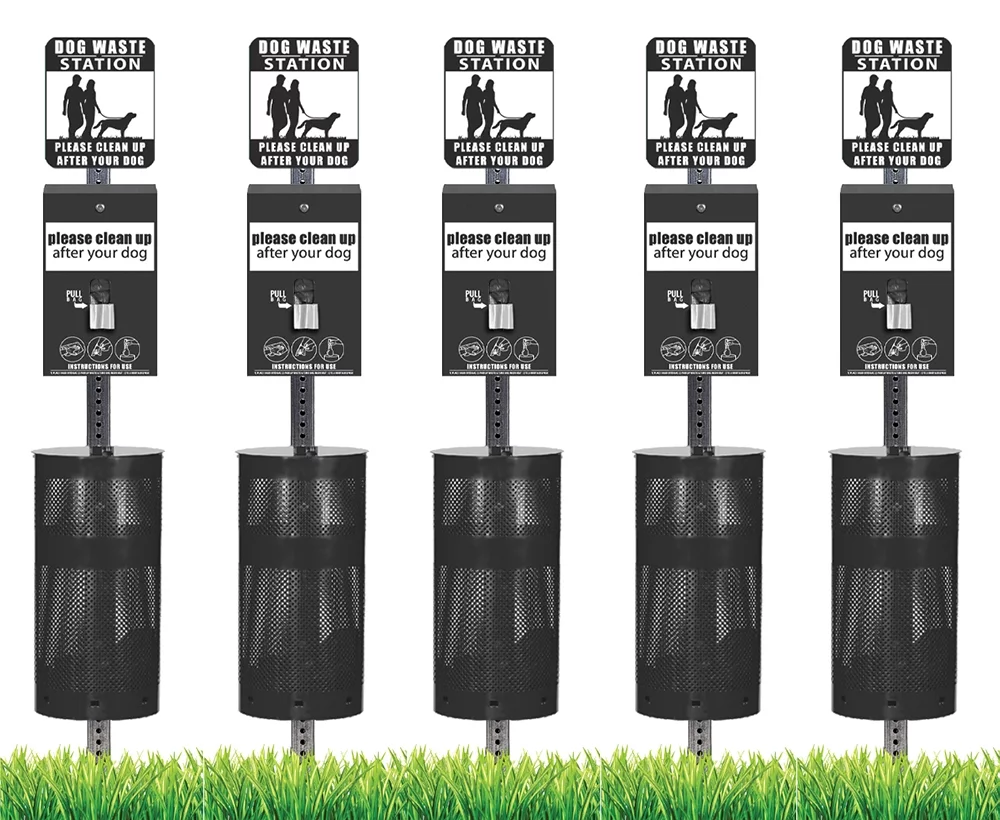 Pet Waste Station / Dog Waste Stations - Everything Included - Free 400 dog waste bags and 25 can liners