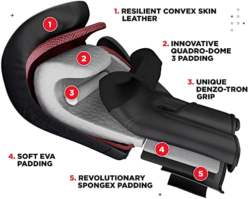 RDX Boxing Gloves, Pro Training Sparring, Maya Hide Leather, Muay Thai MMA Kickboxing, Men Women Adult, Heavy Punching Bag Focus Mitts Pads Workout, Ventilated Palm, Multi Layered, 8 10 12 14 16 18 Oz