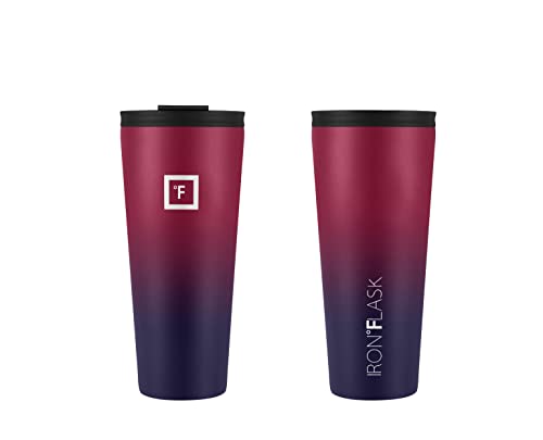 IRON °FLASK Classic Tumbler - Vacuum Insulated Stainless Steel Water Bottle, Double Walled, Drinking Cup, Insulated Travel Mug (Cotton Candy, 24 oz Solid Lid)