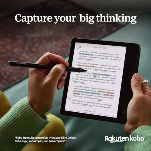 Kobo Stylus 2 | Mark Up, Write Notes and Make Highlights | Rechargeable via USB-C |Compatible with 7 Libra Colour eReader & Kobo Sage eReader (Black)