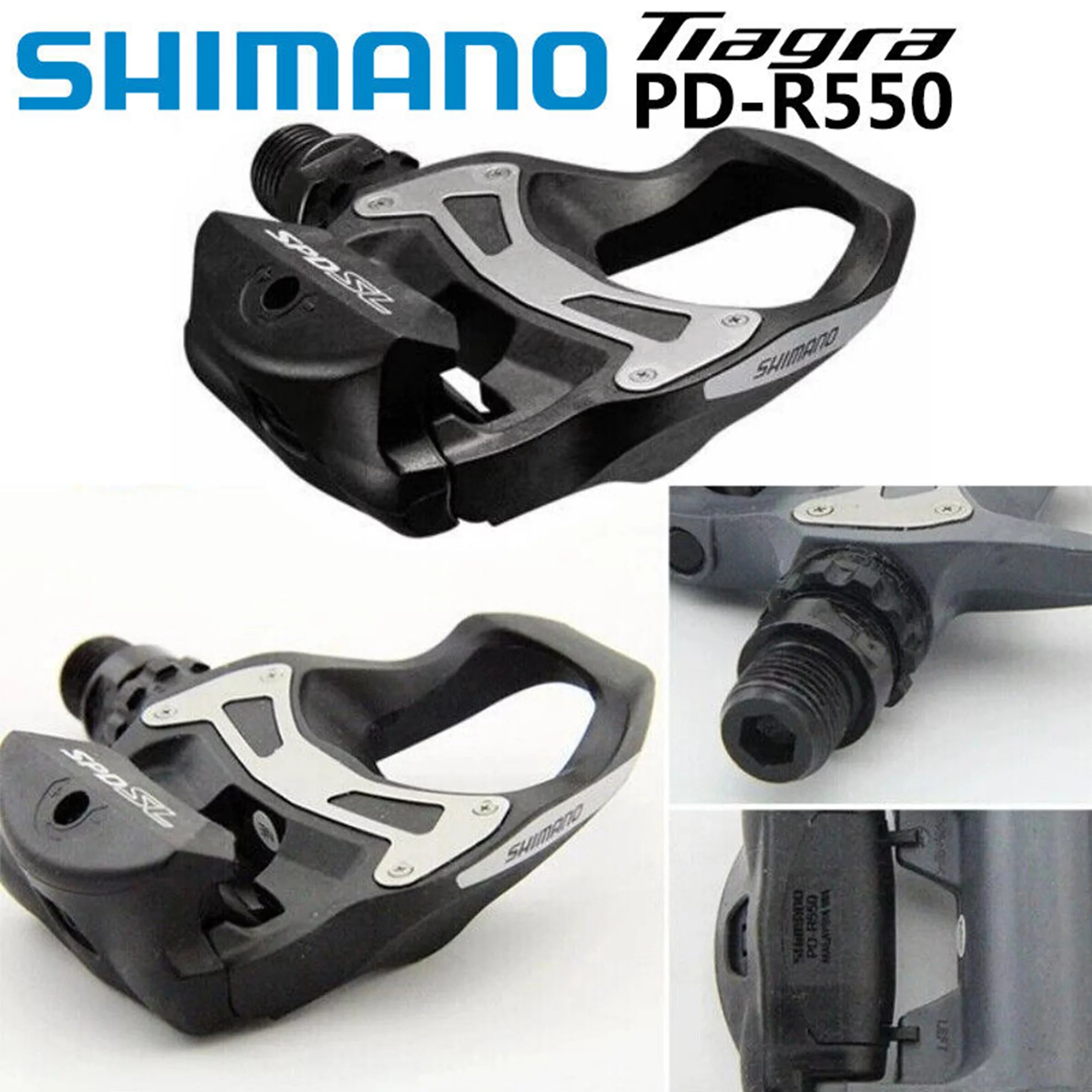 Shimano Tiagra PD-R550 Carbon Clipless Pedals with SH11 Road Bike 6 Degree Cleat