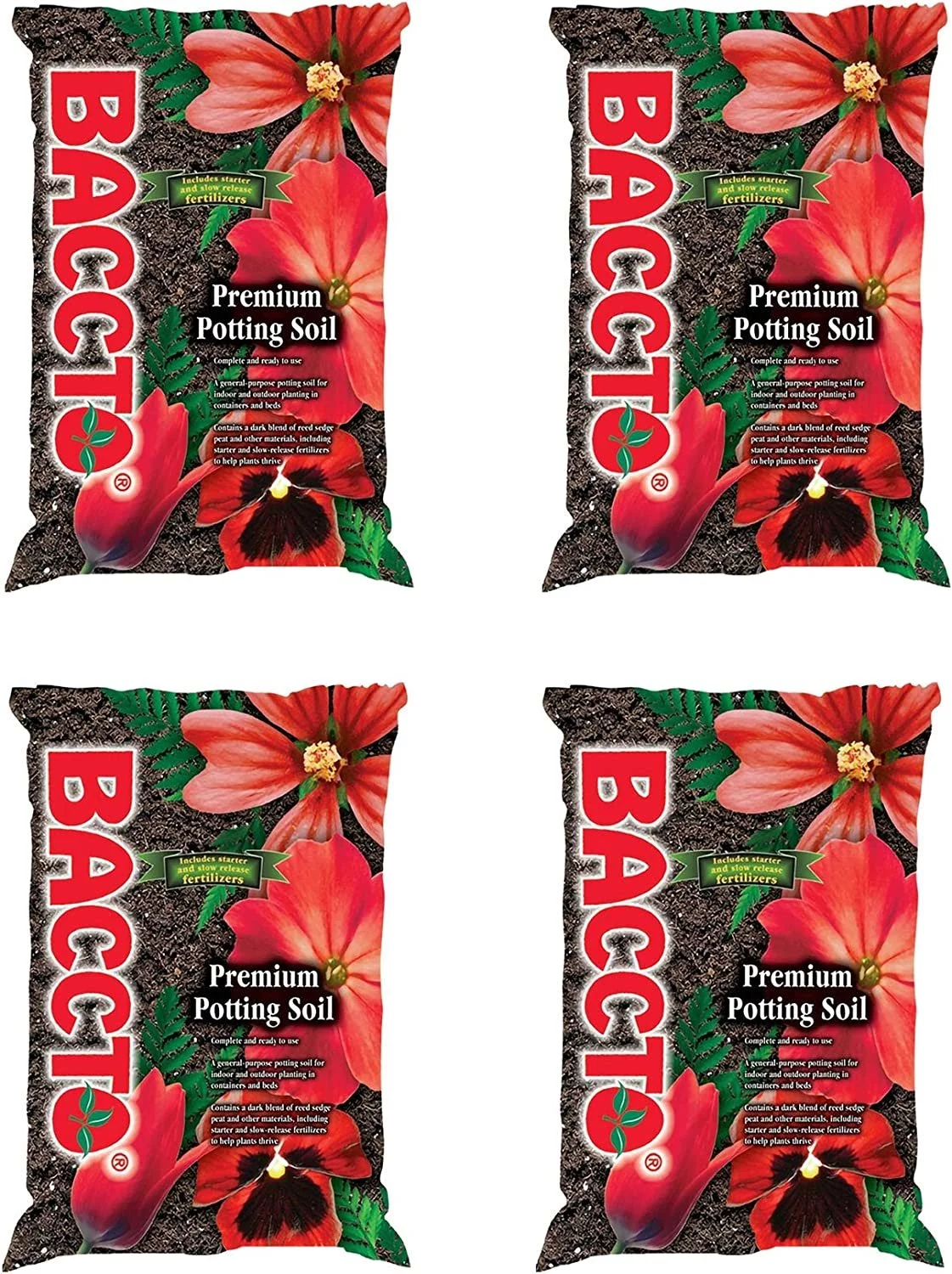 Michigan Peat 1225 Baccto Premium Potting Soil, 25-Pound Four Pack