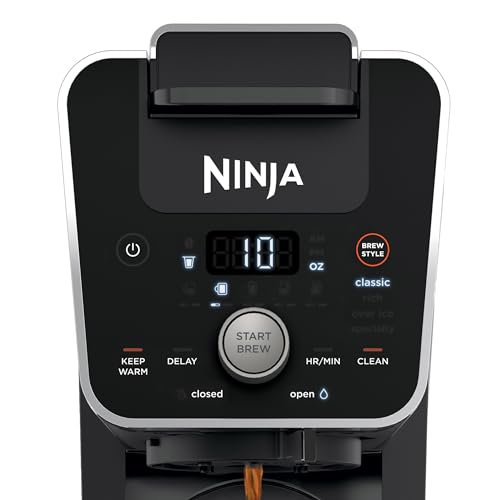 Ninja CFP451CO DualBrew System 14-Cup Coffee Maker, Single-Serve Pods & Grounds, 4 Brew Styles, Built-In Fold Away Frother, 70-oz. Water Reservoir Carafe, Black Extra Large (Renewed)
