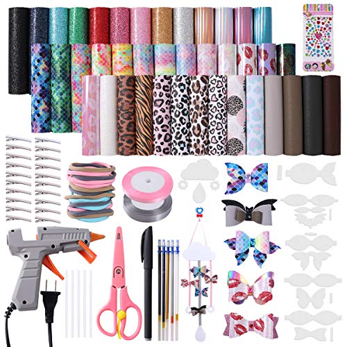 LITCHI Leather Bow Making Kit, Faux Leather Bow Kit, Faux Leather Bow Making Kit