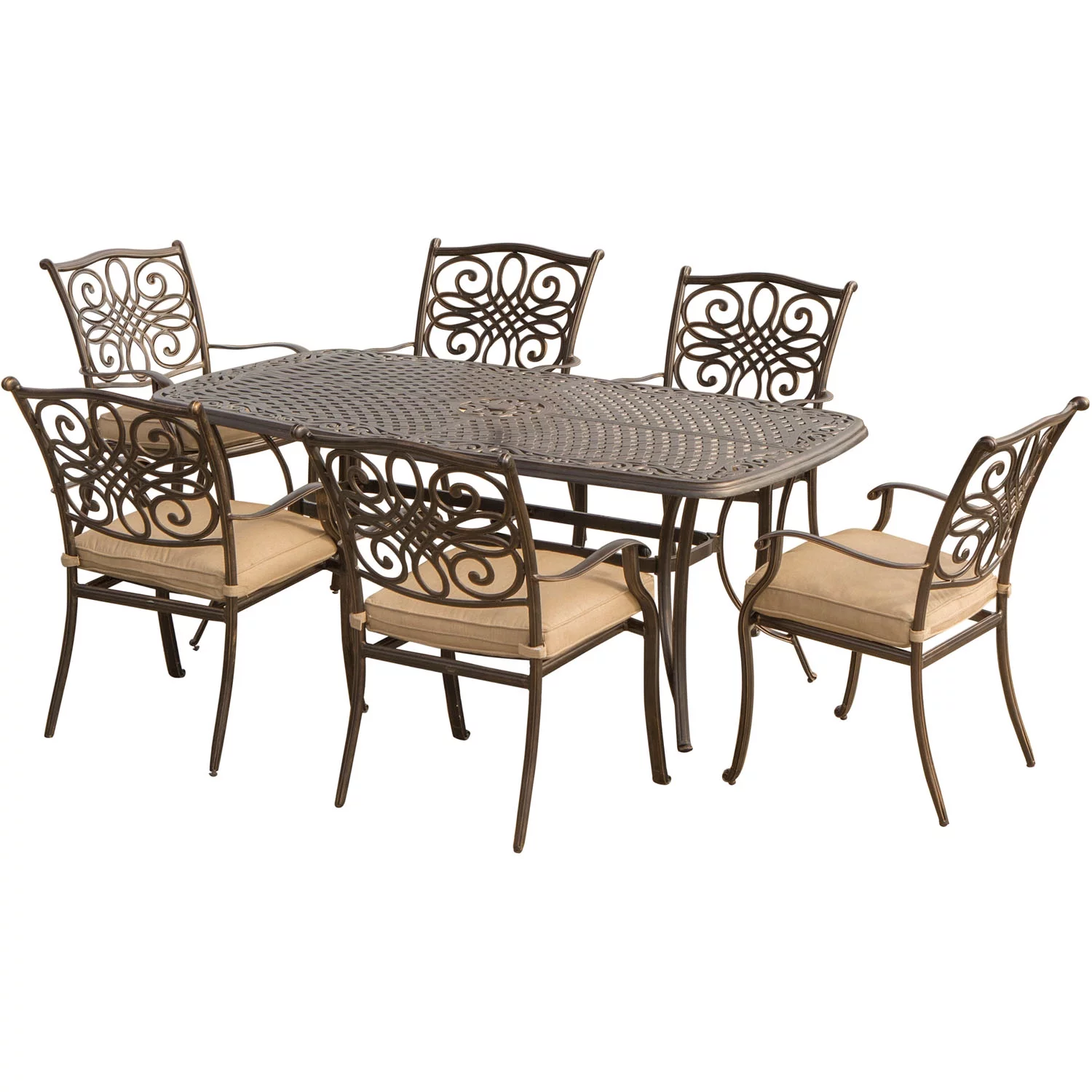 Cambridge Seasons 7-Piece Outdoor Dining Set in Tan