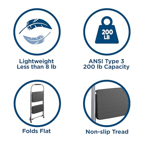 COSCO 2-Step Big Step, Steel Step Stool, Gray