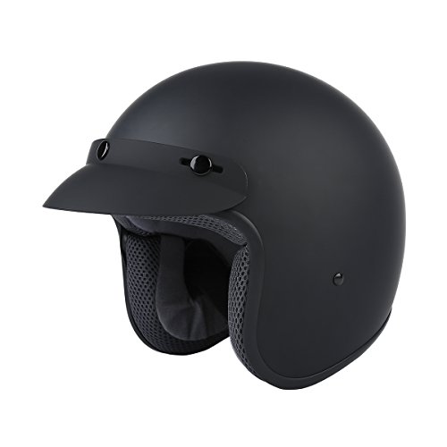Unisex-Adult Open Face Motorcycle Scooter Helmet DOT Approved Motorbike Matte Black