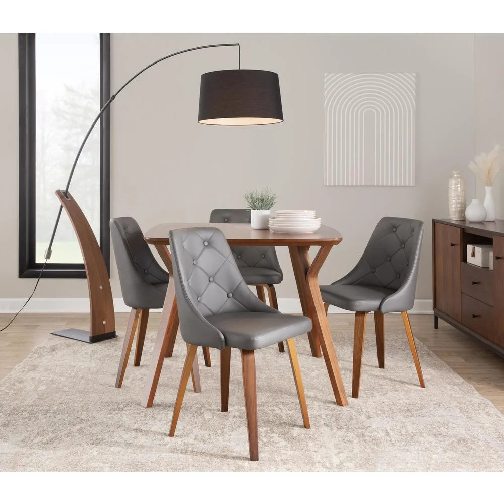 Carson Carrington  Ockelbo Dining Chair with Bent Wood Legs (Set of 2) Grey Faux Leather/Walnut Wood
