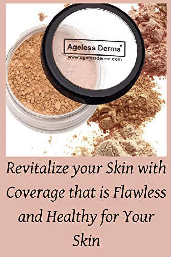 Ageless Derma Mineral Face Powder Foundation Makeup. Natural Loose Foundation with Vitamin and Green Tea. Made in USA