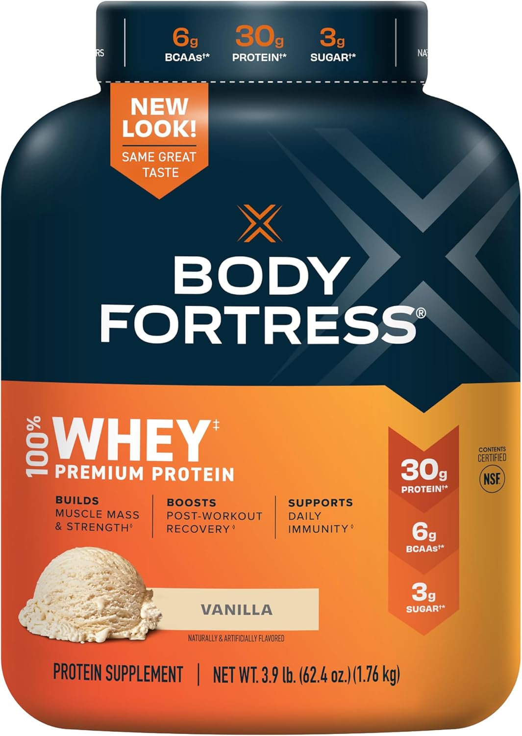Body Fortress 100% Whey Protein Powder Vanilla & Chocolate 3.9lbs (Packaging May Vary)