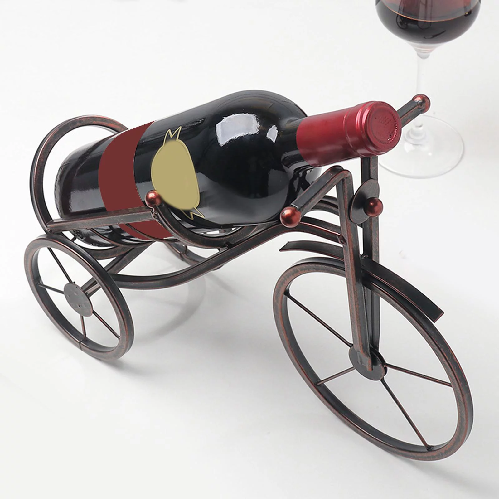 Retro Bike Shape Rack, Creative Countertop Display Holder, Champagne Holder Stand, Single Bottle Shelf Bike Shaped