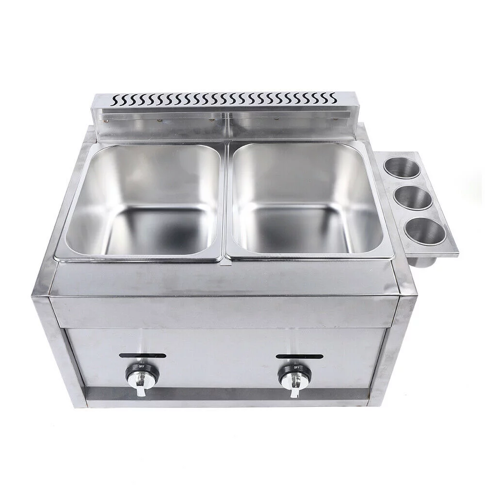 TFCFL Commercial 6L*2 Countertop Stainless Steel Deep Fryer Dual Tank Restaurant/ Kitchen Gas Fryer + Basket