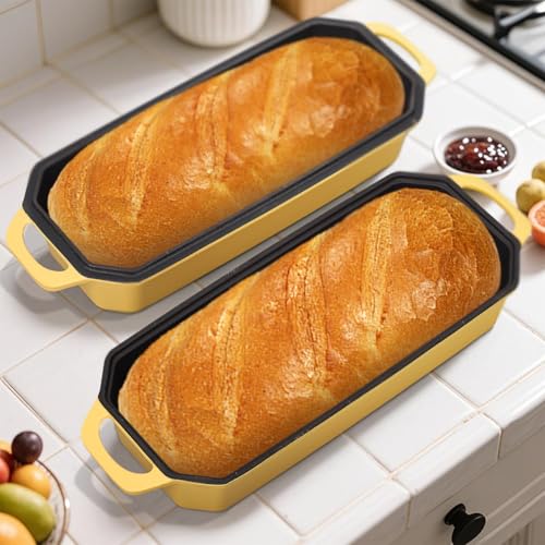Bread Pan Cast Iron Loaf Pan with Lid Bread Loaf Pan 9x5 Inch Loaf Pan Enameled Cast Iron Sourdough Loaf Pan, DarkCyan