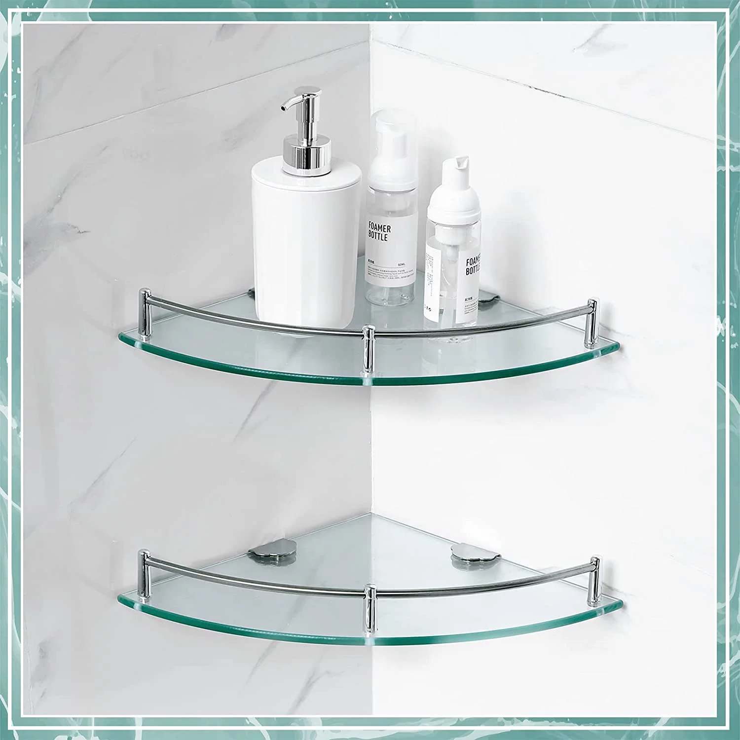 Lefree 4 Pack Bathroom Shelf Tempered Glass Floating Wall Shelves