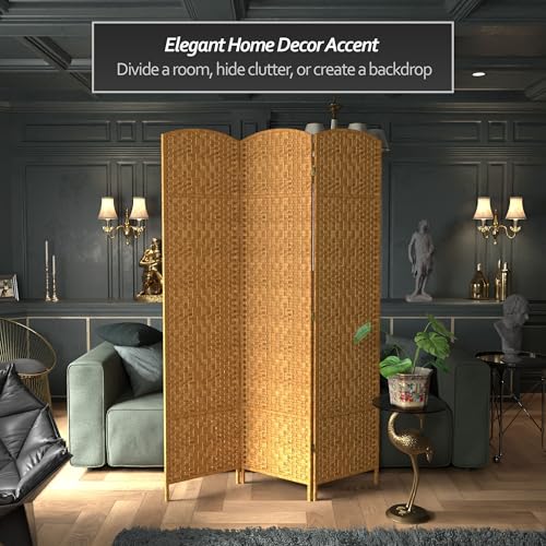 Red Lantern 7 ft. Tall Diamond Weave Dark Beige-6 Panels Room Divider