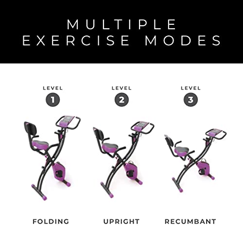 Echelon Flex Express Folding Exercise Bike: Magnetic, Foldable, Upright/Recumbent, Multi-Level Resistance, Arm Resistance Band, and LCD Display