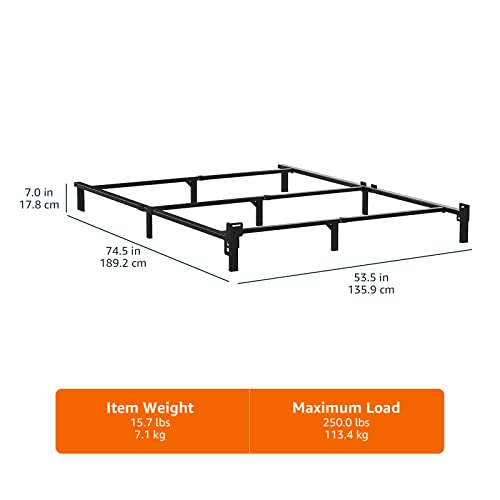 Amazon Basics Metal Bed Frame, 9-Leg Base for Box Spring and Mattress, Full, Tool-Free Easy Assembly, Black