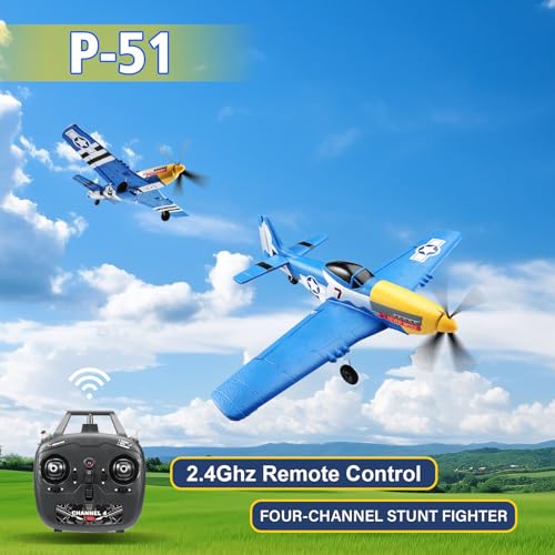 jaming RC Plane 4 Channel P-51D Mustang Fighter for Adults and Kids,4 Channel Remote Control Airplane RTF with 6-Axis Gyro,3D Aerobatics,2.4GHz Radio Controlled Aircraft for Beginners