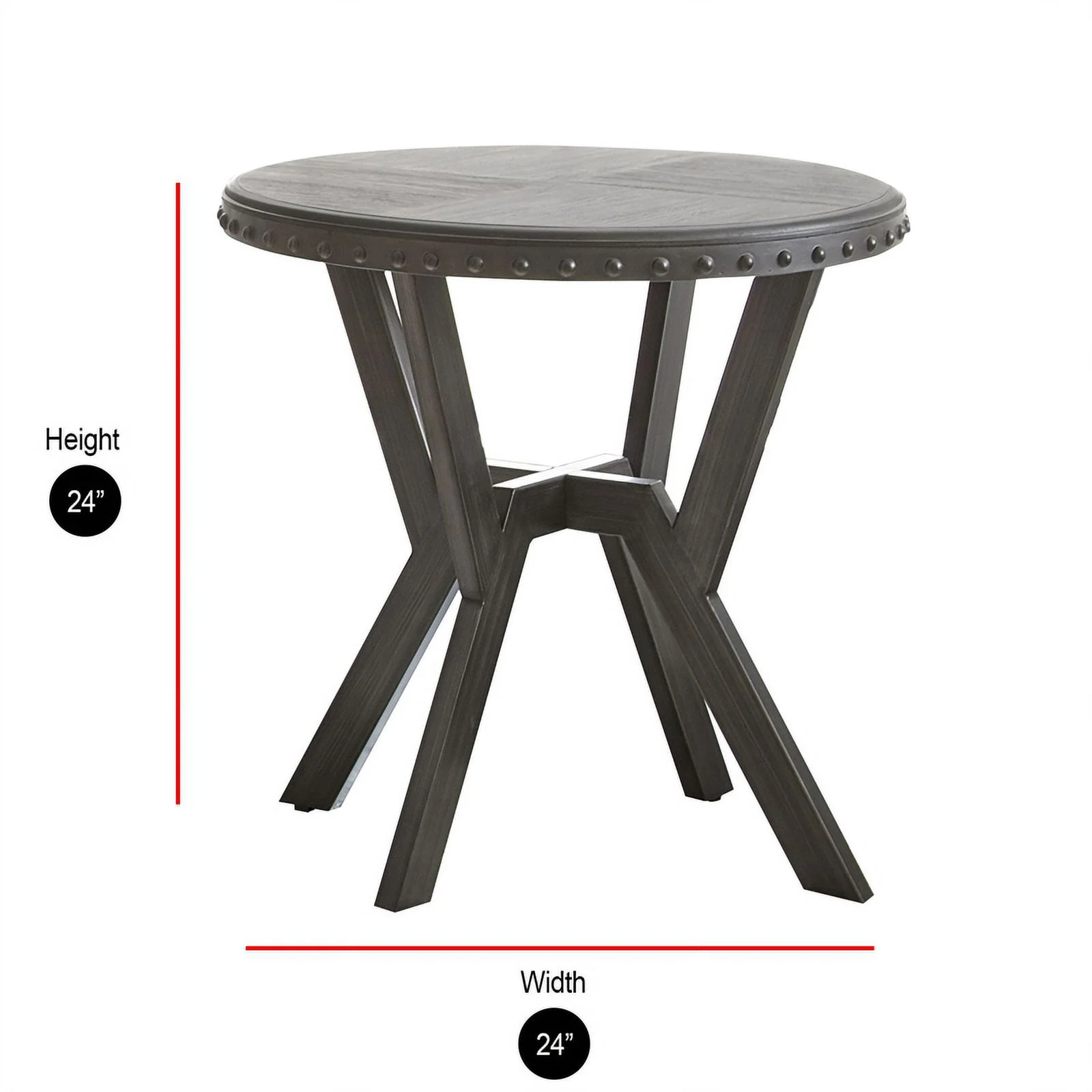 Bowery Hill Round Modern Metal End Table in Weathered Gray/Black