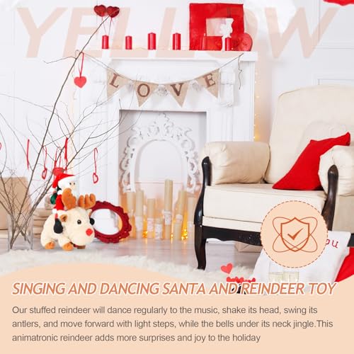 Singing Dancing Walking Reindeer Plush and Santa Claus,Baby's Rudolph The Red Nose Reindeer Plush Toy