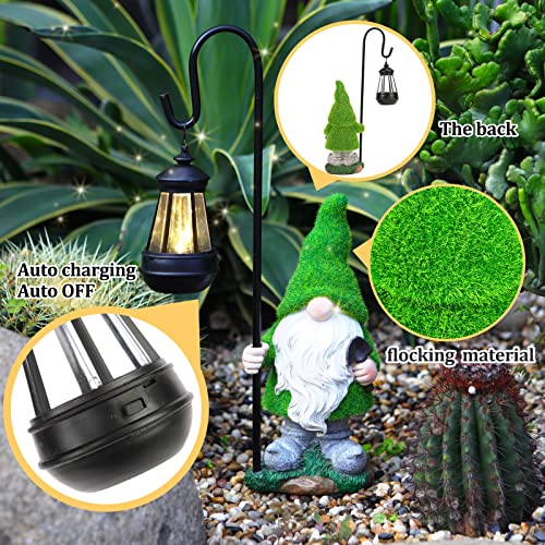 Solar Garden Gnomes Outdoor Statues-11.8‘’Outdoor Garden Decor-LED Outdoor Decor Light-Unique Housewarming Gifts Yard Art Sculptures for Patio Lawn Ornaments