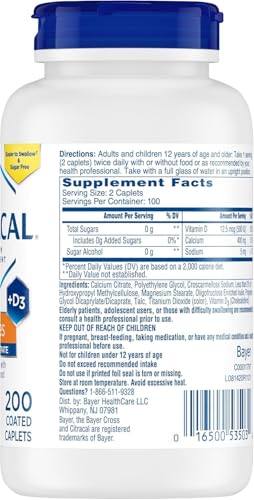 Citracals Petites Calcium Citrate + Vitamin D3, 200 Caplets, Bone Health (Pack of 3)