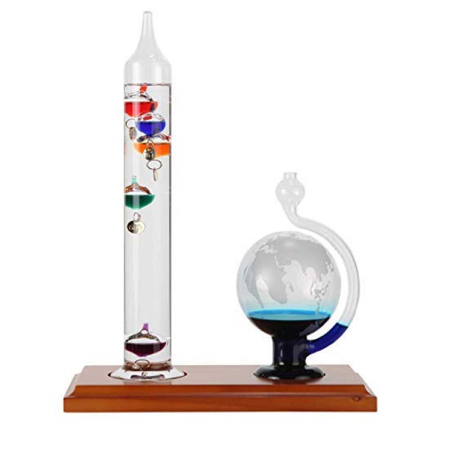 Lily’s Home Galileo Thermometer with Etched Glass Globe Barometer a Timeless Design That Measures Temperatures from 64oF to 80oF with a Beautiful