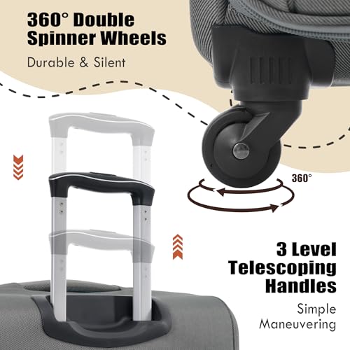 Merax Suitcase Set Softside 3-Piece Expandable Luggage with TSA Lock Spinner Wheels Lightweight Upright Luggage with Travel Bag(22/26/30 IN, Deep Blue)