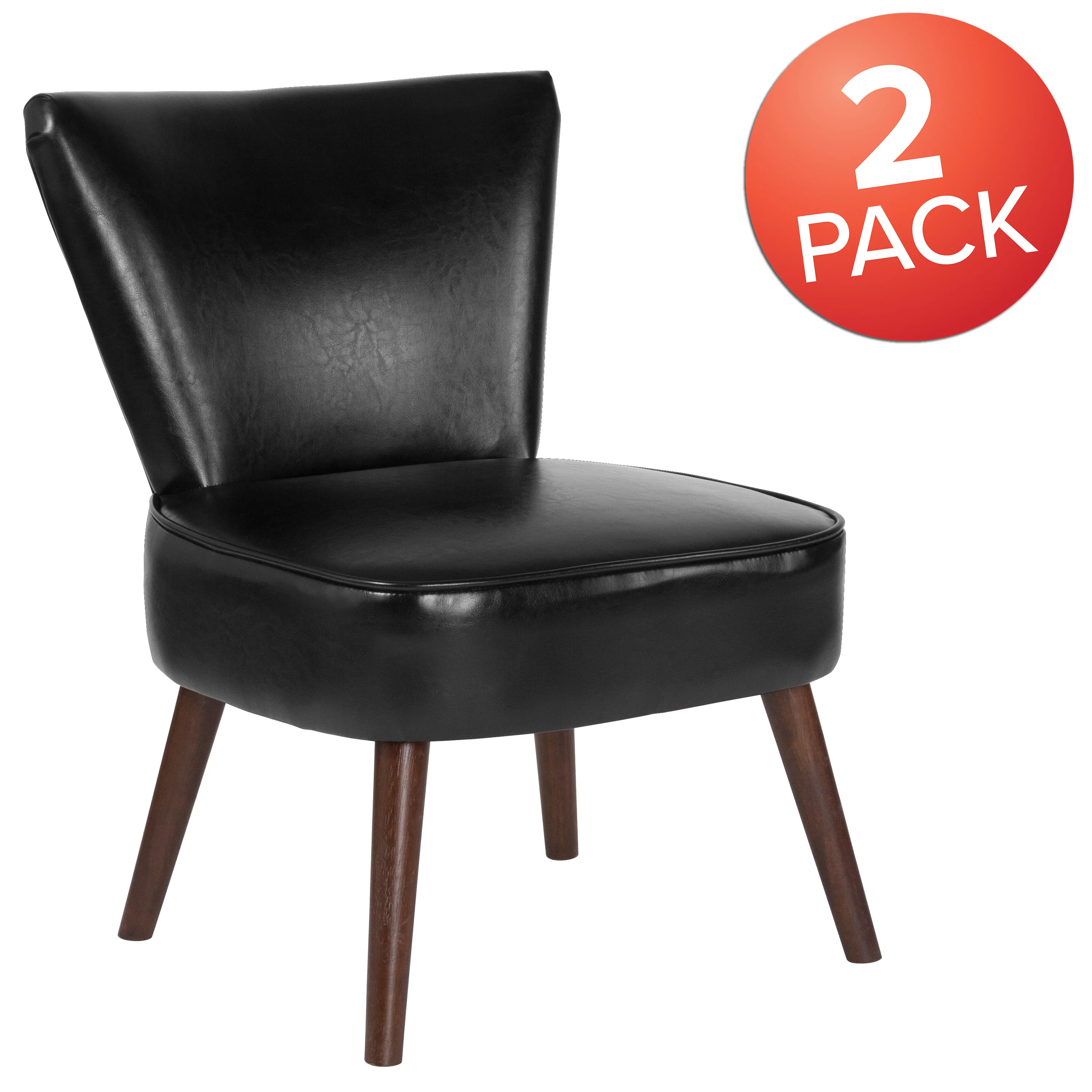 Flash Furniture 2 Pk. HERCULES Holloway Series Black LeatherSoft Retro Chair