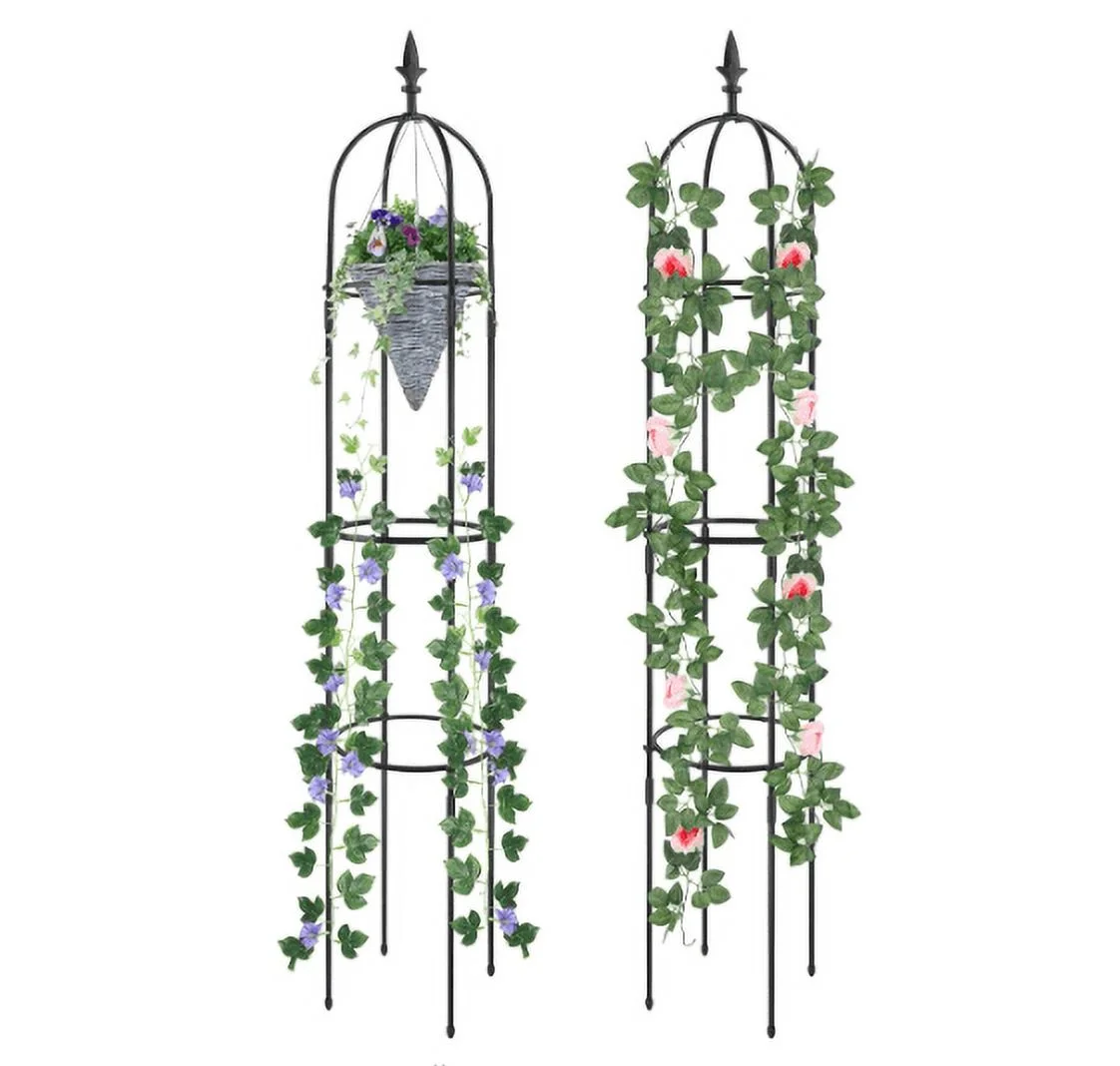 Garden Trellis for Climbing Plants Tower Obelisk Garden Trellis 6ft Tall Plant Support Vine Supports Plant Tower for Climbing Vines and Flowers Stands 2 Pack