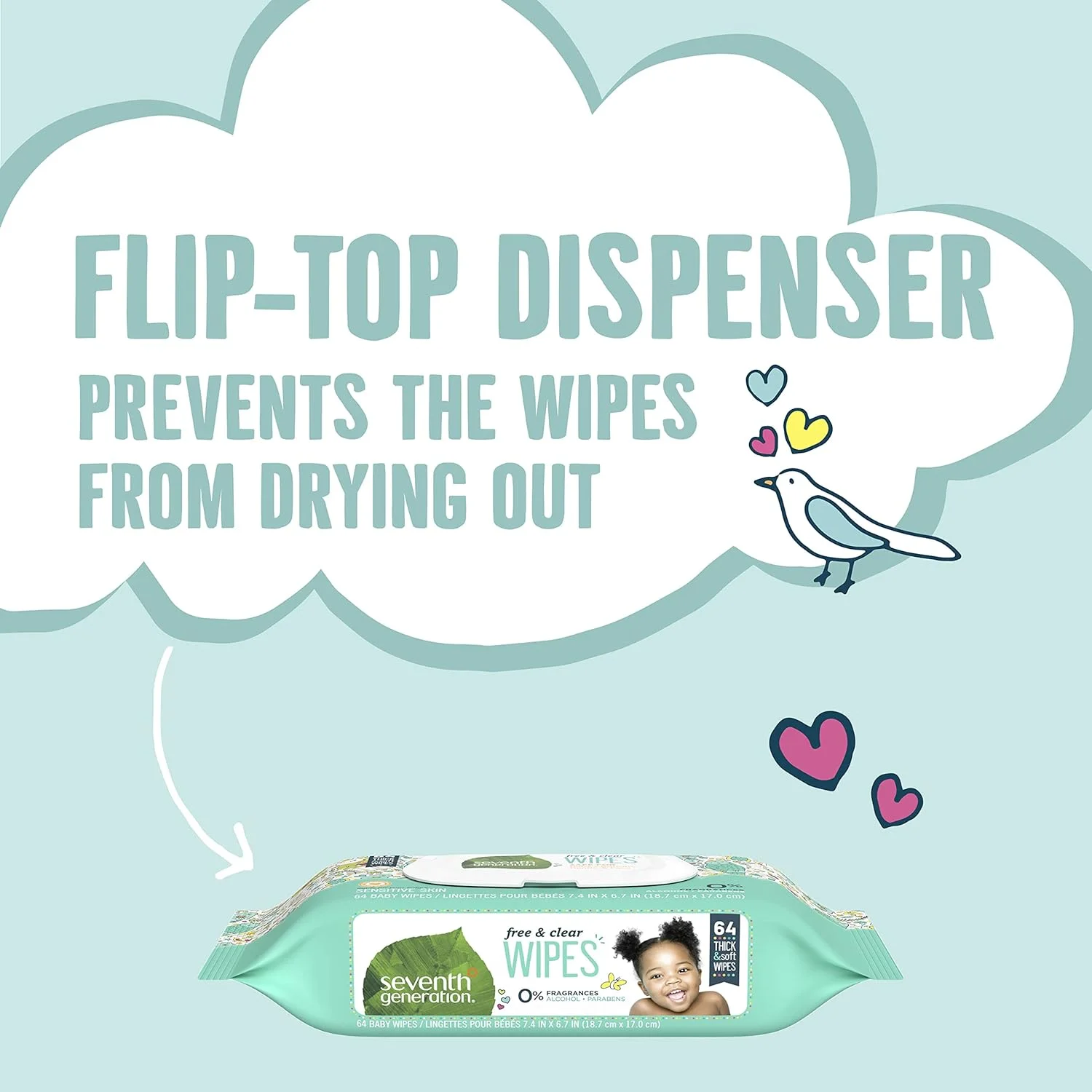 Seventh Generation Baby Wipes Sensitive Protection Diaper Wipes with Snap Seal 768 Count