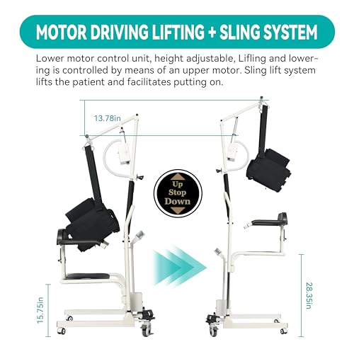 Electric Transfer Chair Patient Lift (4 in 1) for Home, 180° Split Seat, 330 lbs Load-Bearing for Elderly Disabled Handicapped (Eclectic, White, Black)