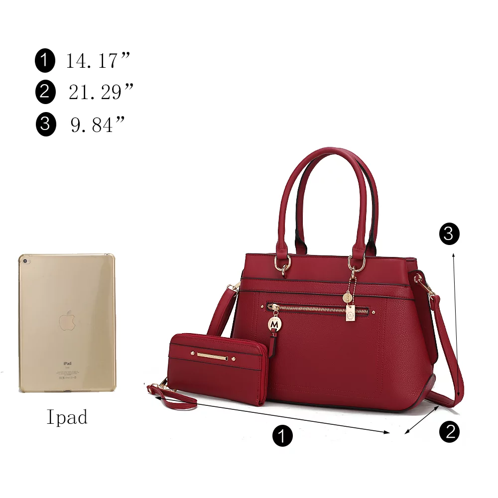 MKF Collection Gardenia Vegan Leather Women's Tote Bag & Wallet, Trend Crossbody Purse Handbag by Mia K - Red