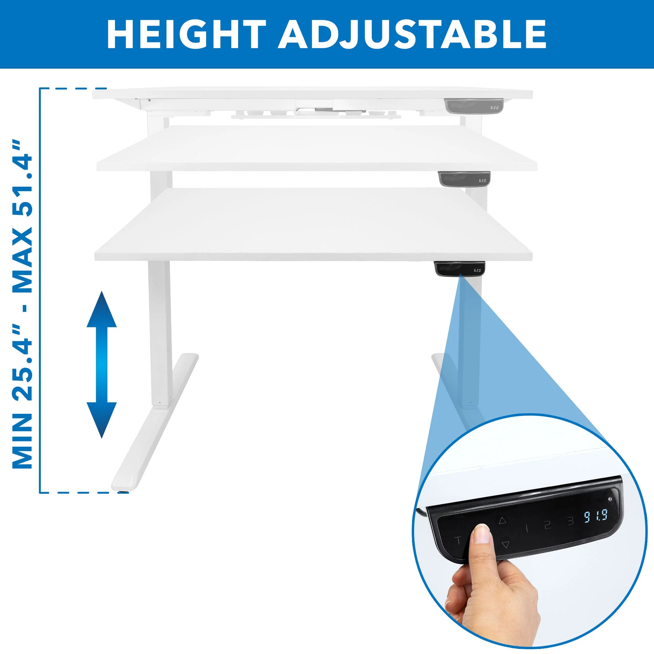 Mount-It! White Electric Standing Desk with Tabletop