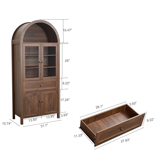 Pantry Cabinet, Kitchen Storage Cabinets with Drawer, 2 Cabinets and 6 Door Shelves, Adjustable Shelves, Kitchen Pantry Storage Cabinet for Dinging Room, Living Room, 71.65