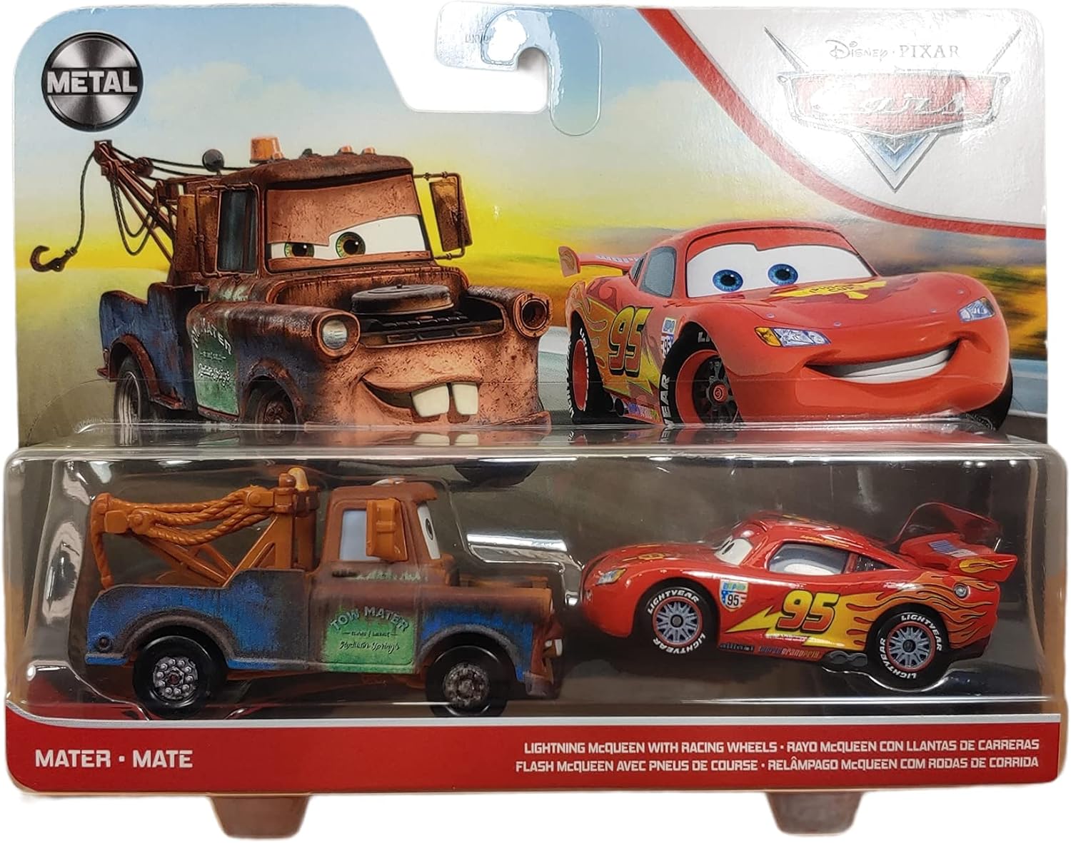 Disney Cars Toys and Pixar Cars 3 Lightning McQueen & Mater 2-Pack, 1:55 Scale Die-Cast Fan Favorite Character Vehicles for Racing and Storytelling Fun, Gift for Kids Age 3 and Older,Multi