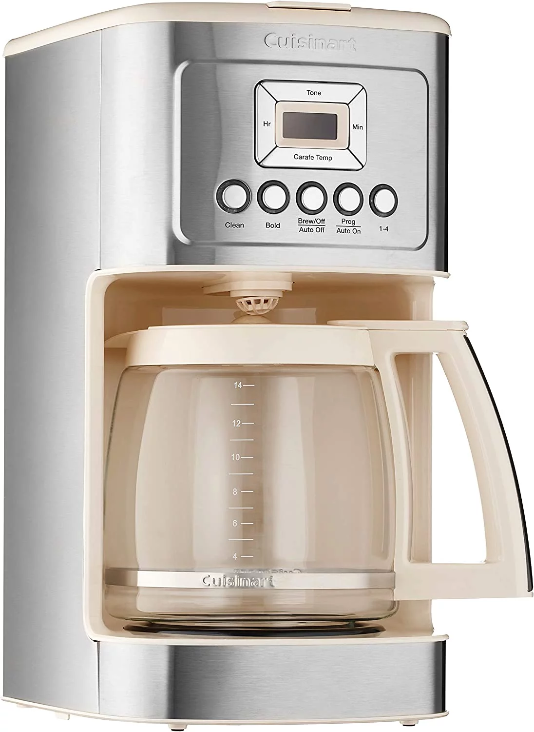 Cuisinart DCC-3200 14-Cup Glass Carafe with Stainless Steel Handle Programmable Coffeemaker, Cream