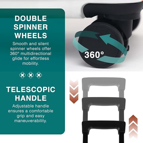 22 Inch Carry On Luggage 22x14x9 Airline Approved, Carry On Suitcase with Wheels, Hard-shell Carry-on Luggage, Durable Luggage Carry-On, Black Small Suitcase with Cosmetic Case