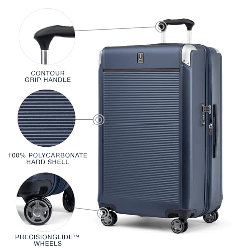 Travelpro Platinum Elite Hardside Expandable Carry on Luggage, 8 Wheel Spinner, TSA Lock, Hard Shell Polycarbonate Suitcase, Metallic Sand, Compact Carry on 20-Inch